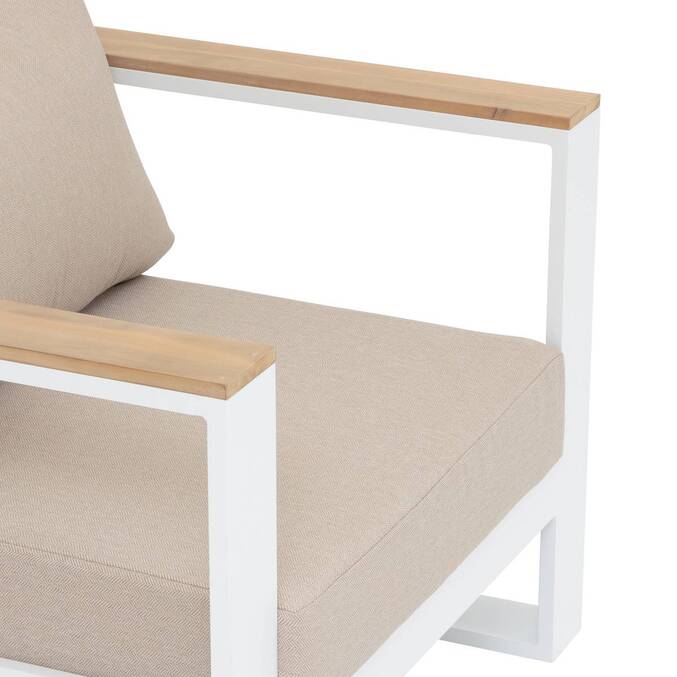Fauteuil de salon de jardin EMPERIA Beige zébrano, Blanc & Acacia