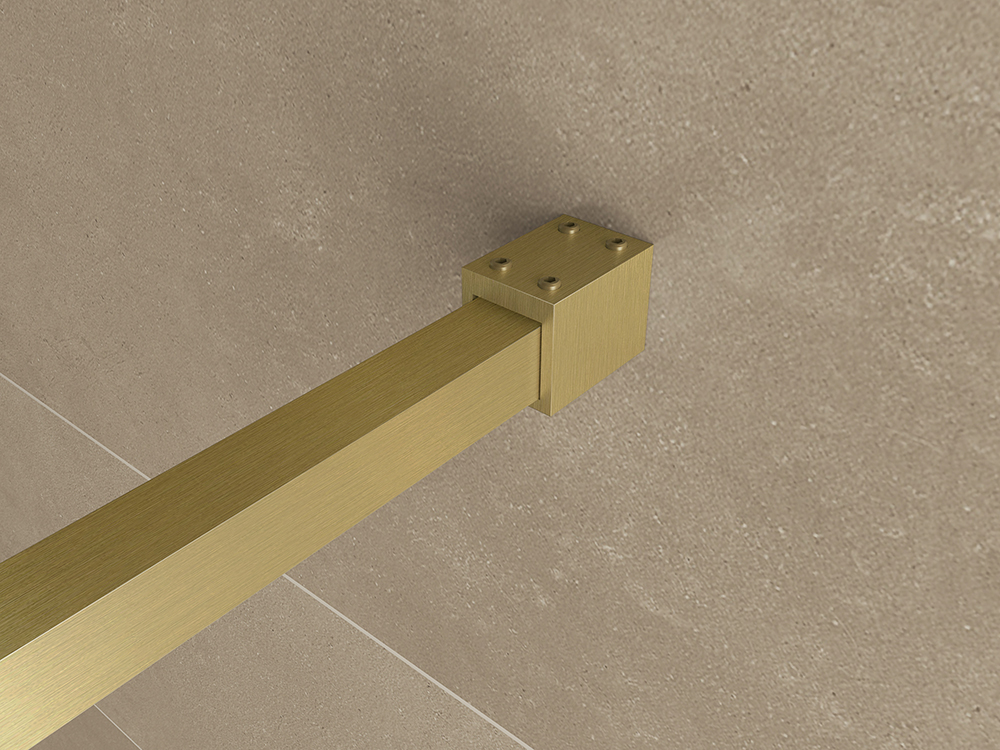 Mueller Square inloopdouche 90x200cm helder glas met nano-coating geborsteld messing