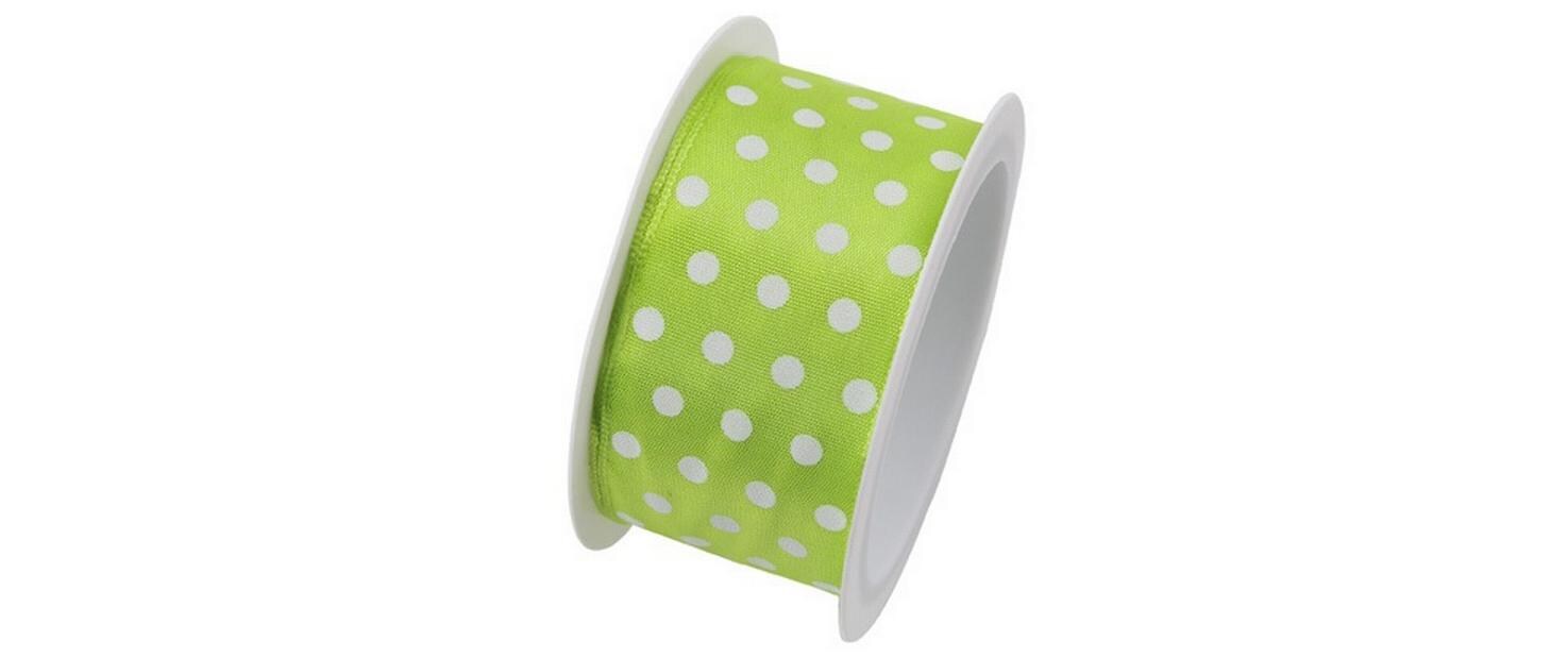 Geschenkband Hot Spots 40 mm x 2 m, HellgrünStoffband zum Verpacken von Geschenken