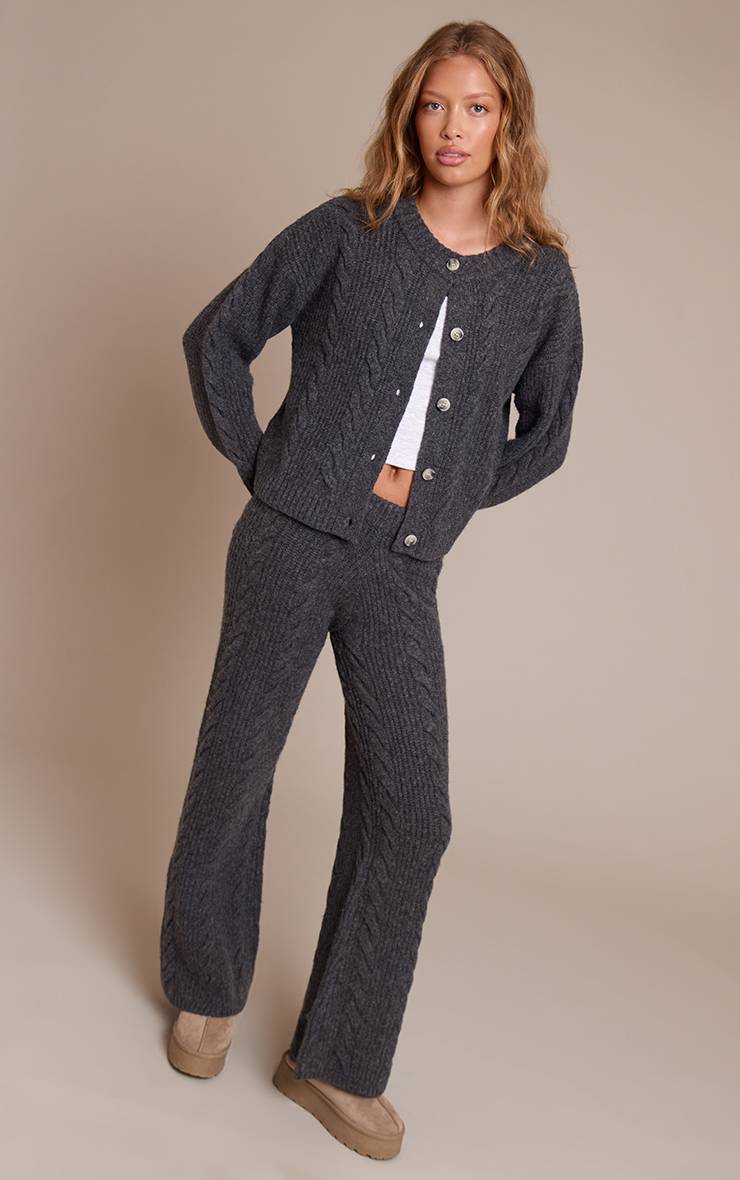 Charbon Pantalon En Tricot Torsadé