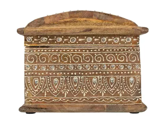 Coffret à bijoux en bois peint artisanal marron 24x18x15h
