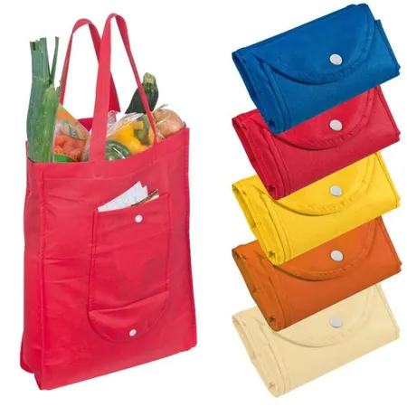 Macma Non-Woven Einkaufstasche 4 Stück, je 1x blau, rot, gelb und orange