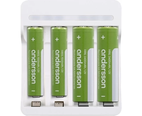 Andersson USB-C Battery Charger 4 Slots AA/AAA White