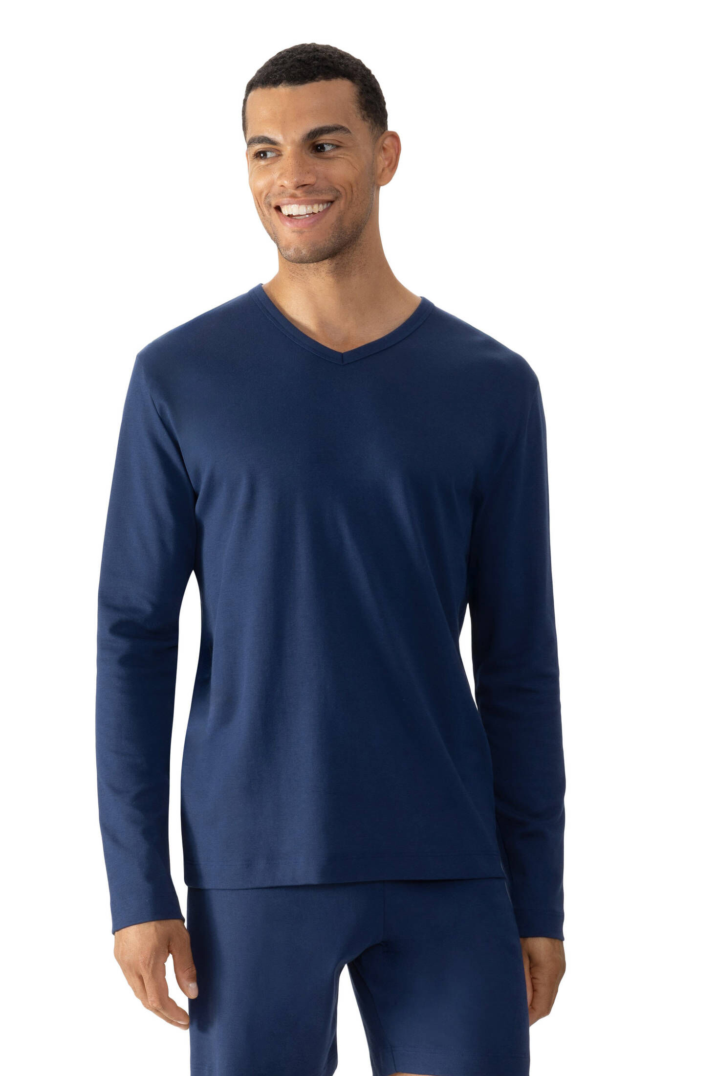mey| Herren Langarm-T-Shirt Serie Solid Night
