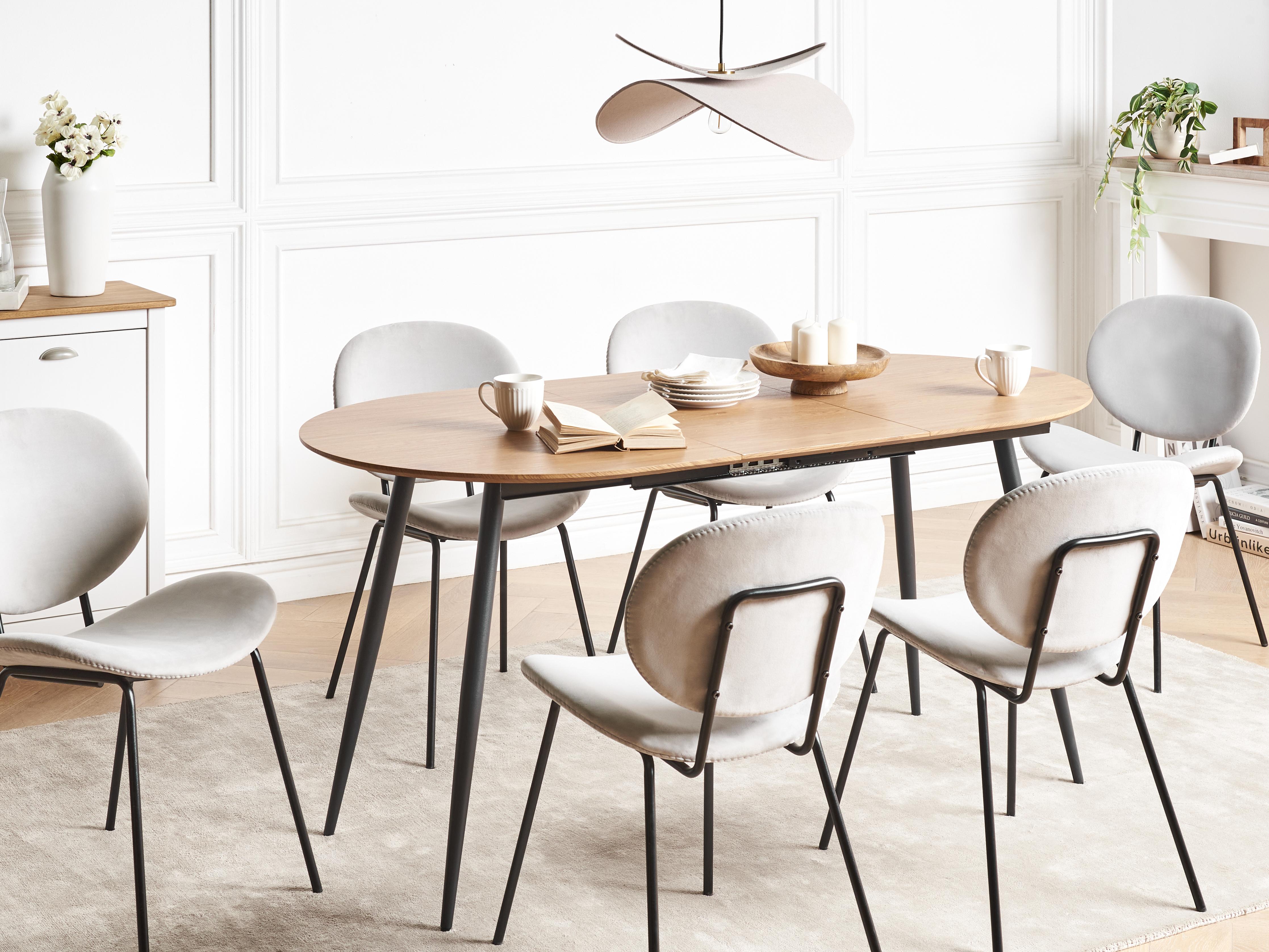 Eettafel uitschuifbaar CLAVET Lichtbruin 80 cm 120/160 cm