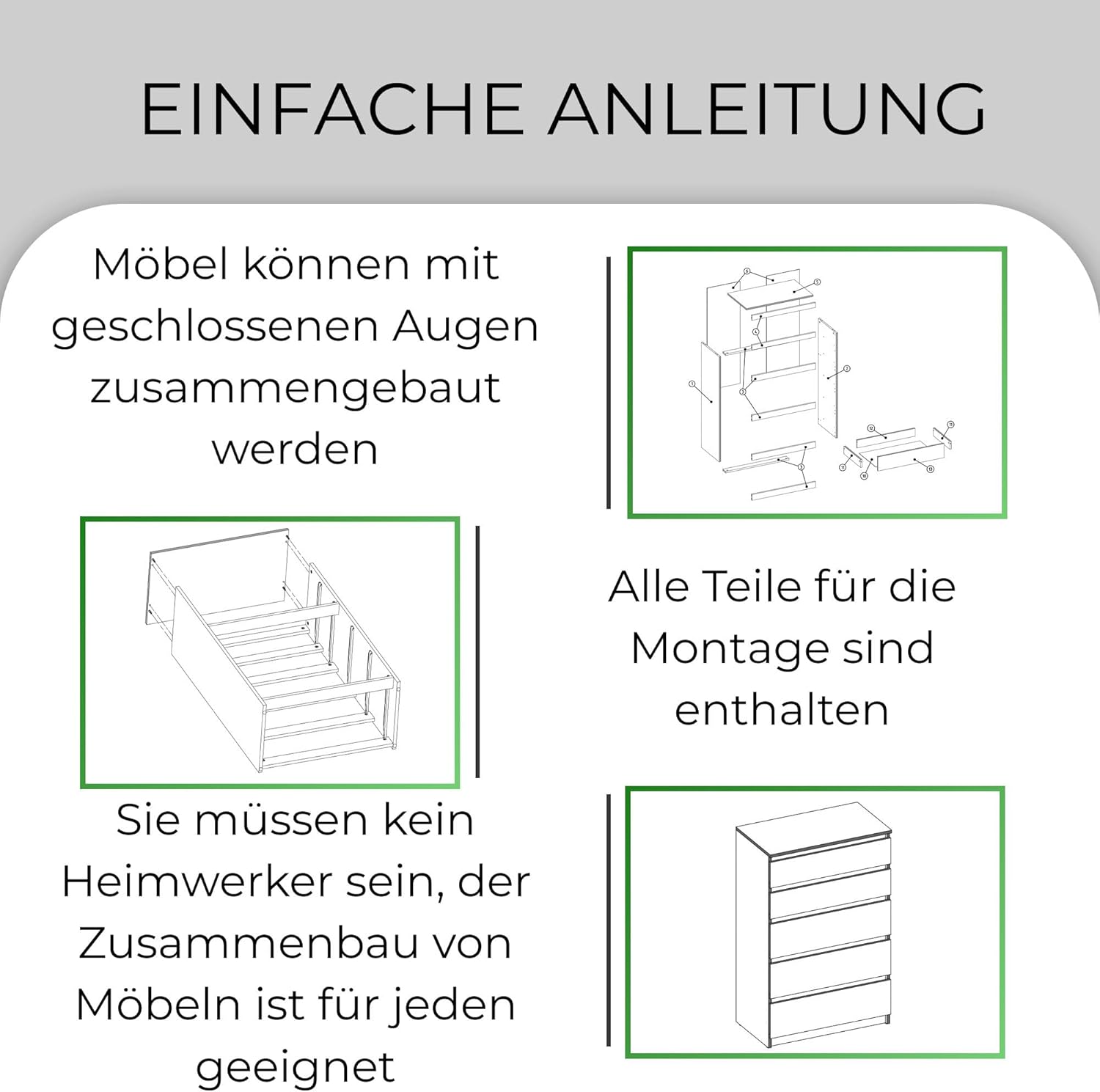 CDF Kommode Weiß mit 5 Schubladen 109 cm Hoch Sideboard Schmale Komode Schlafzimmerkommode für Flur Büro Schlafzimmer Wohnzimmer Schubladenschrank Regal mit Schubladen Schrank Modernes Möbelstück