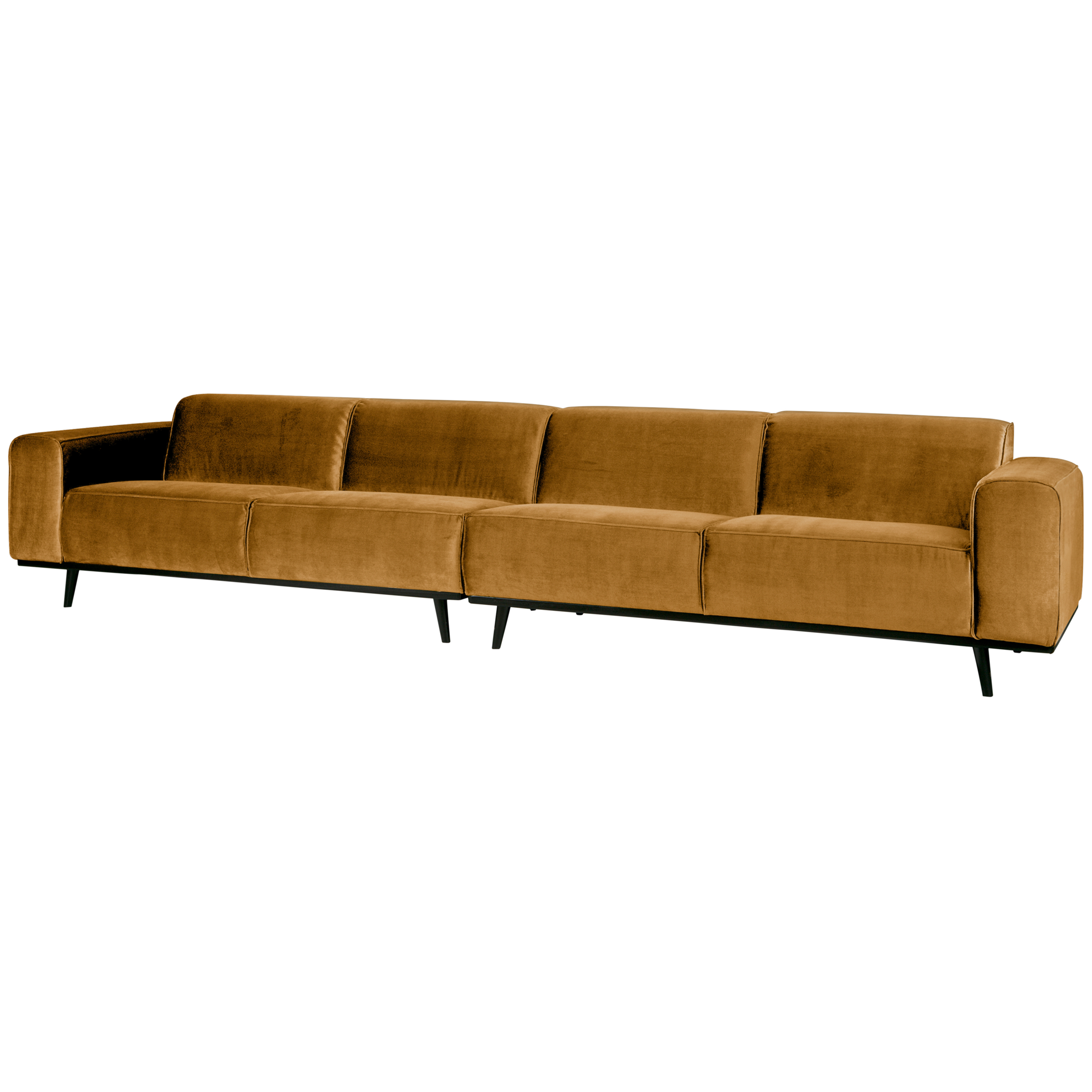 4-zits bank Statement XL Statement XL 4-Zits Bank - 372 cm - Fluweel - Honinggeel