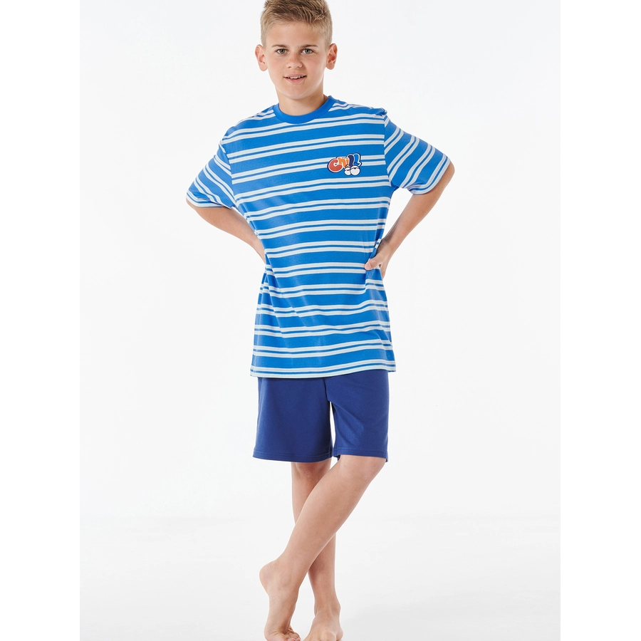 Schiesser Pyjama Teens kurz - Organic Cotton blau