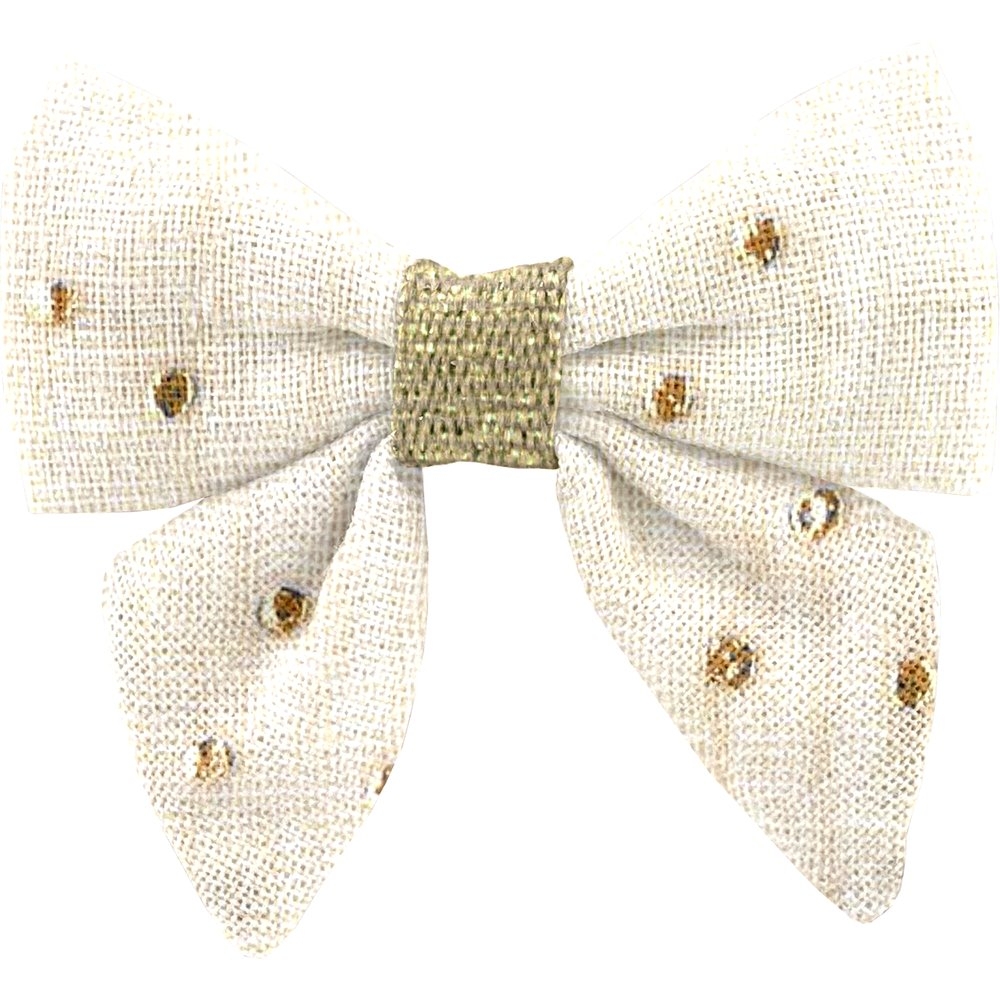 Barrette Mini Noeud Papillon Gaze Pois Or Écru