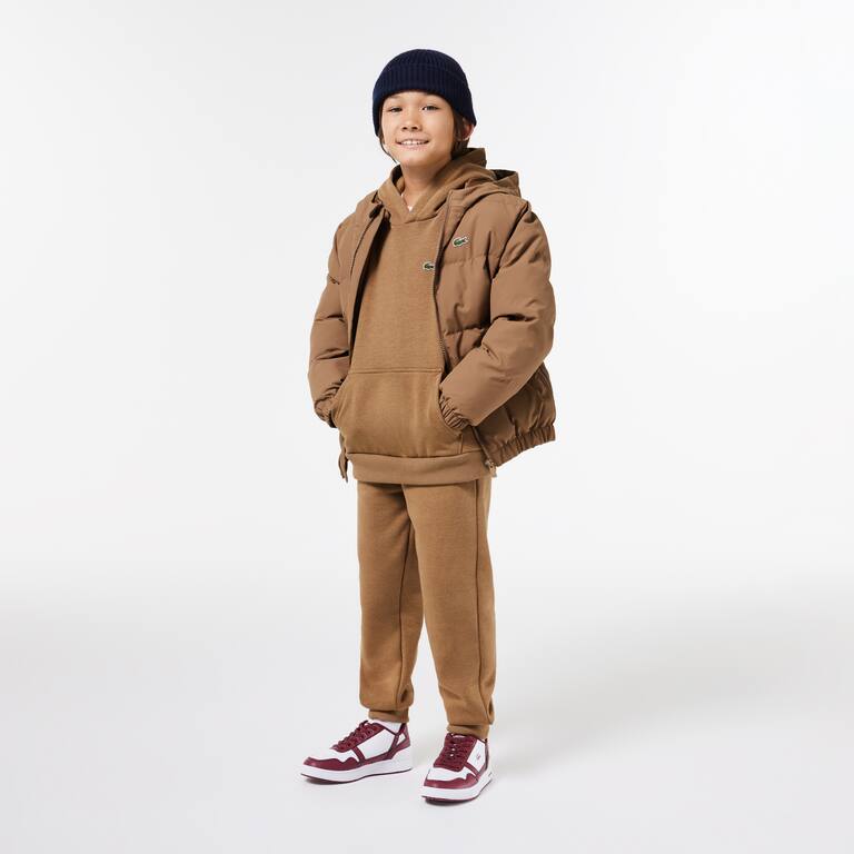 Sweatshirt à capuche enfant en molleton de coton biologique Pullovers & Sweatshirts - Marron - Lacoste - Enfant