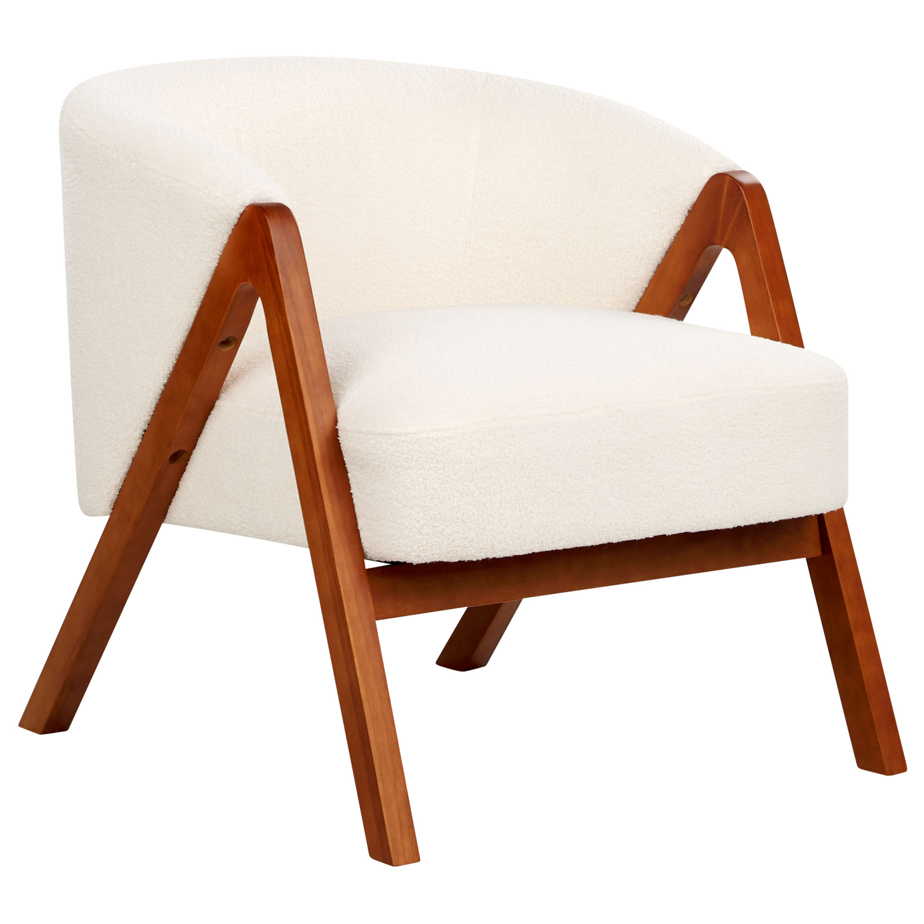 Beliani - SKEI - Fauteuil - Gebroken wit - Bouclé