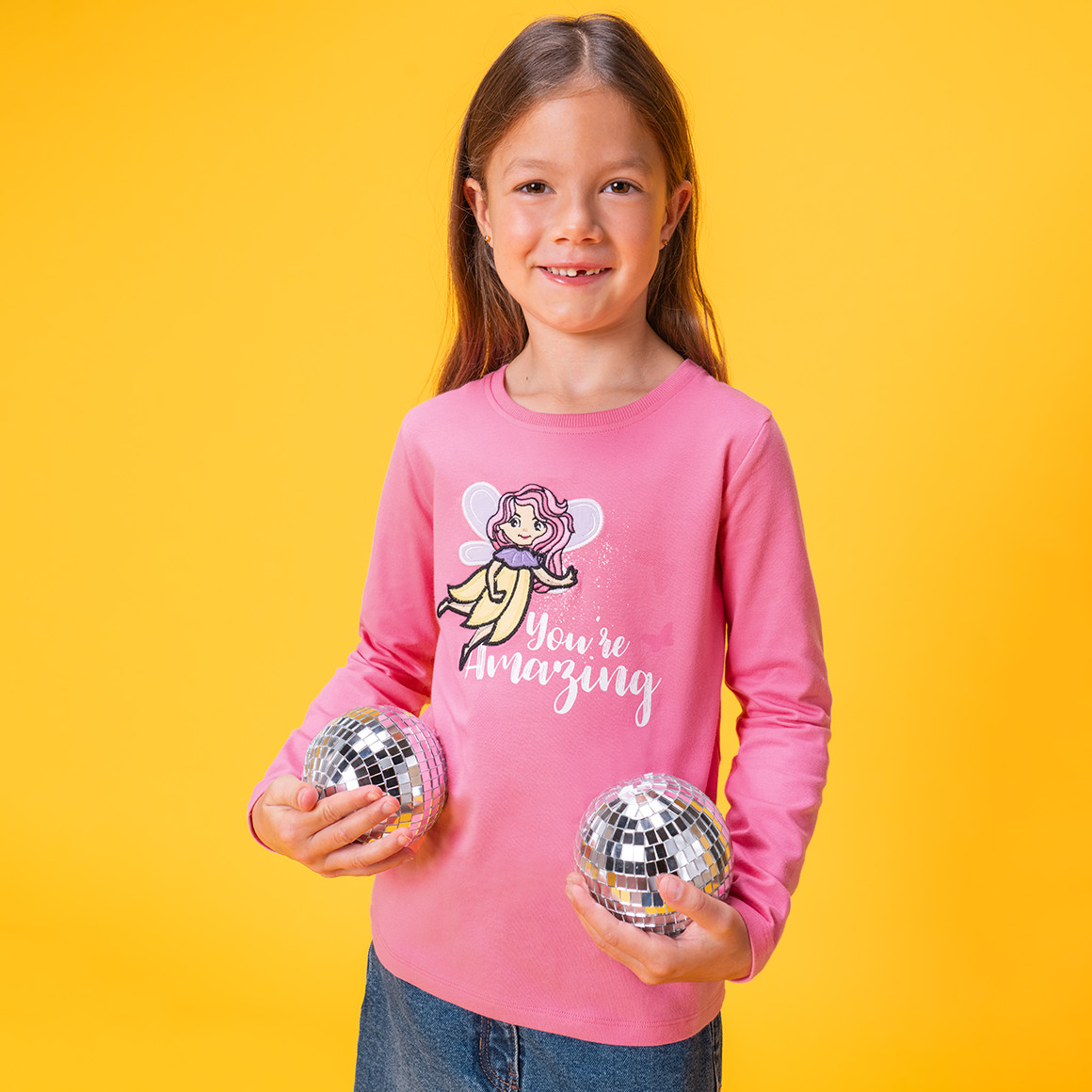 Topolino Mädchen Langarmshirt mit Applikation pink