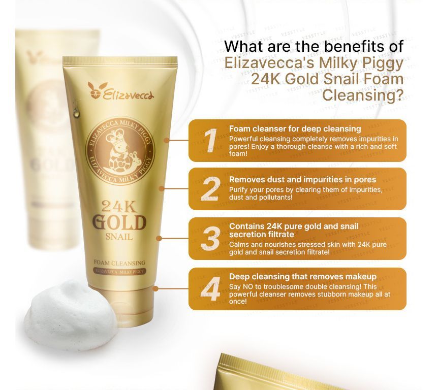 Elizavecca - Milky Piggy 24K Gold Snail Foam Cleansing 180ml