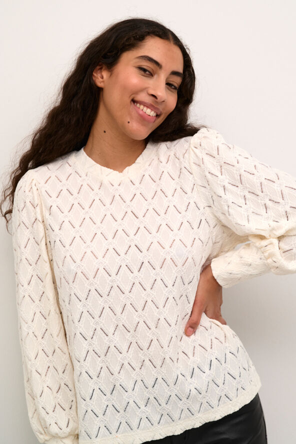 Kaffe KAtine Lace Blouse Chalk