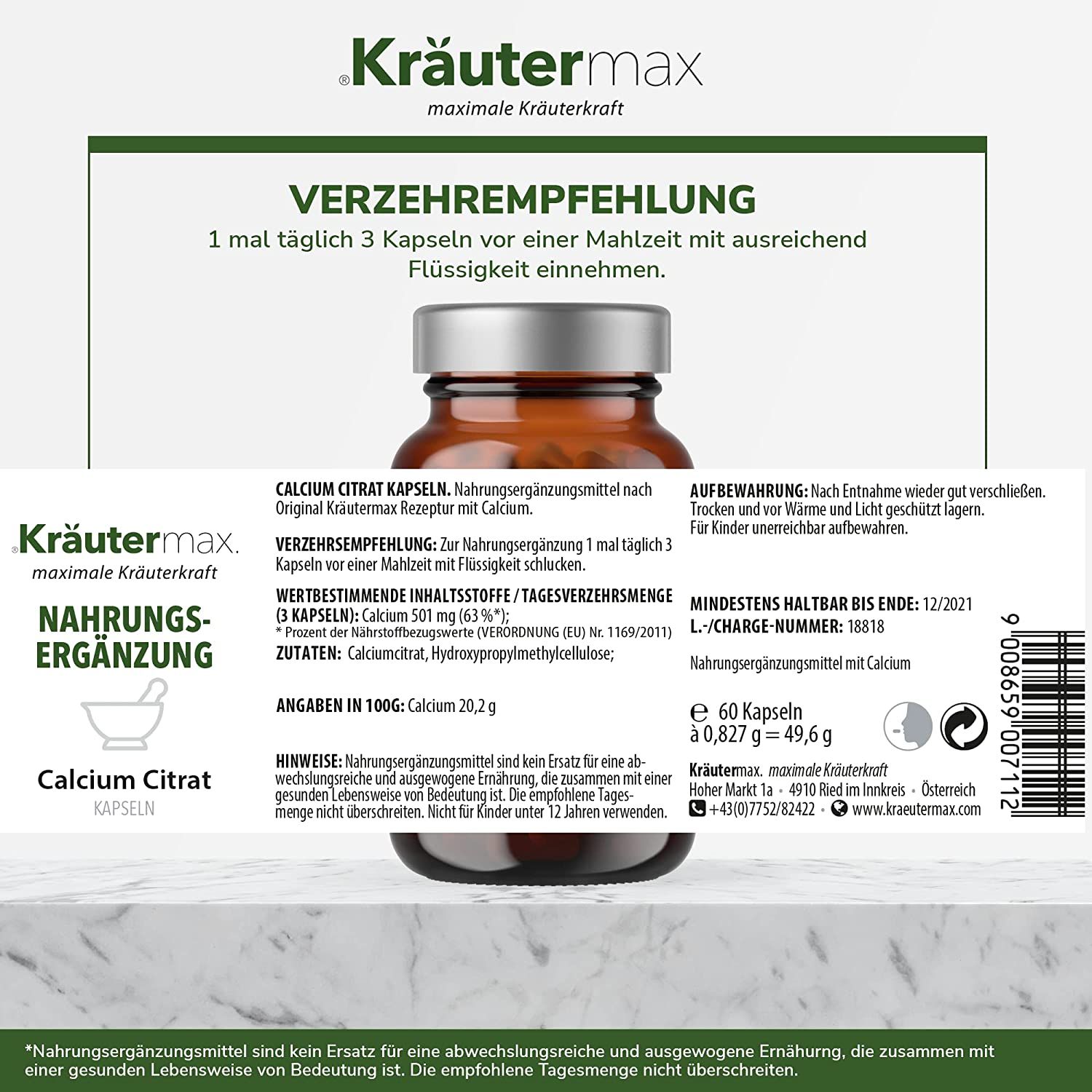 Kräutermax Calcium Citrat Kapseln