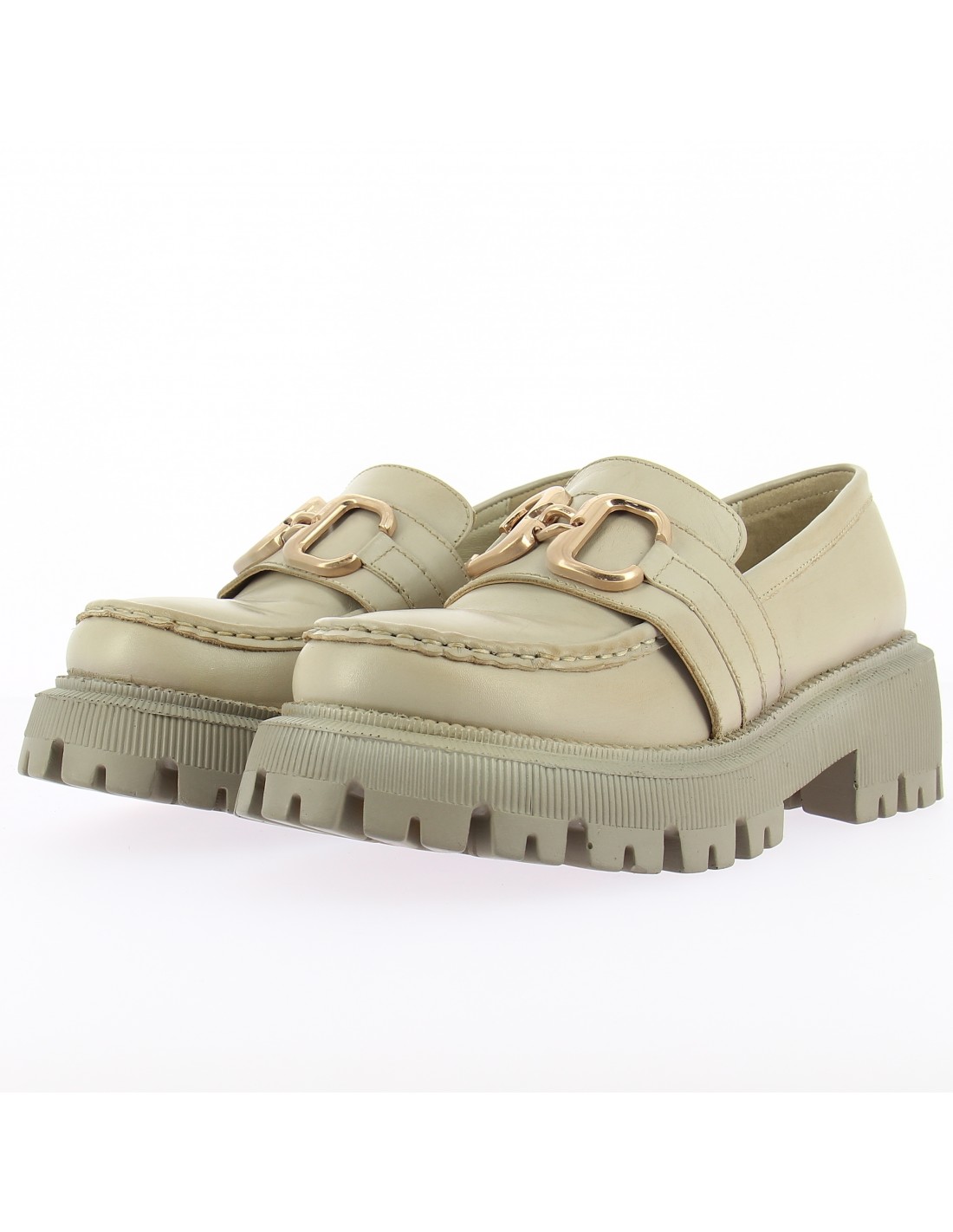 kharisma mocassins compensées femme cuir crème semelle taupe