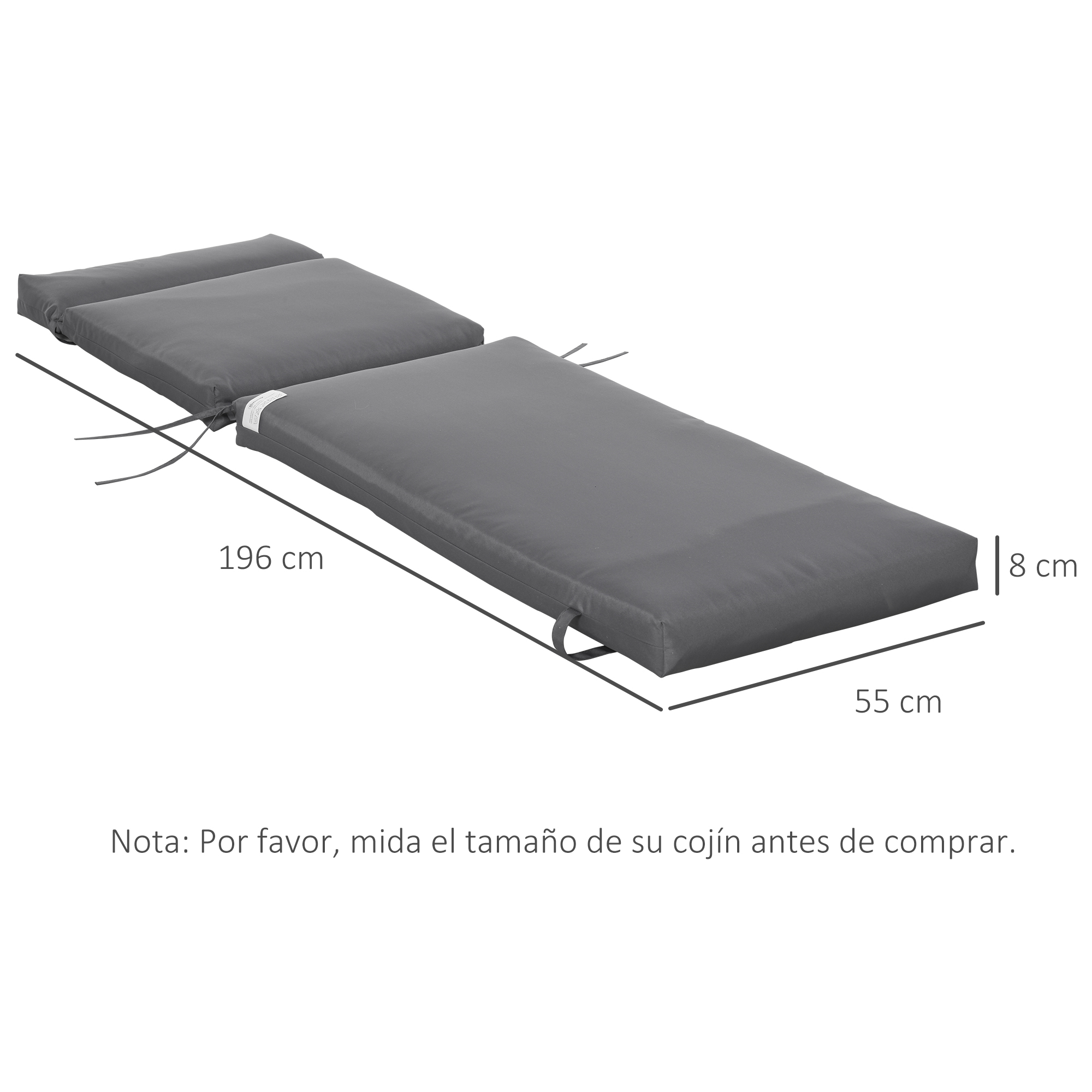 Almofadas cinza para espreguiçadeira Outsunny