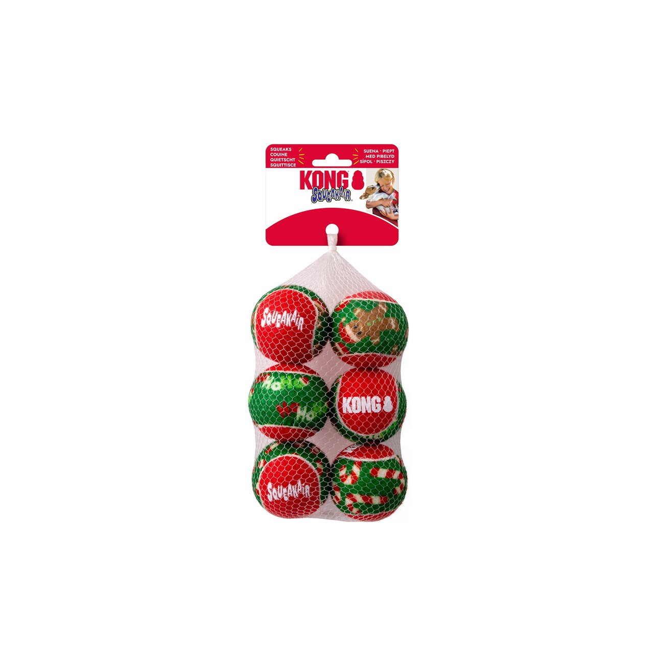 KONG Holiday SqueakAir Balls M 6 Stück