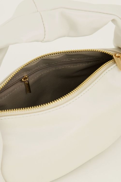 Crème leather look handtas