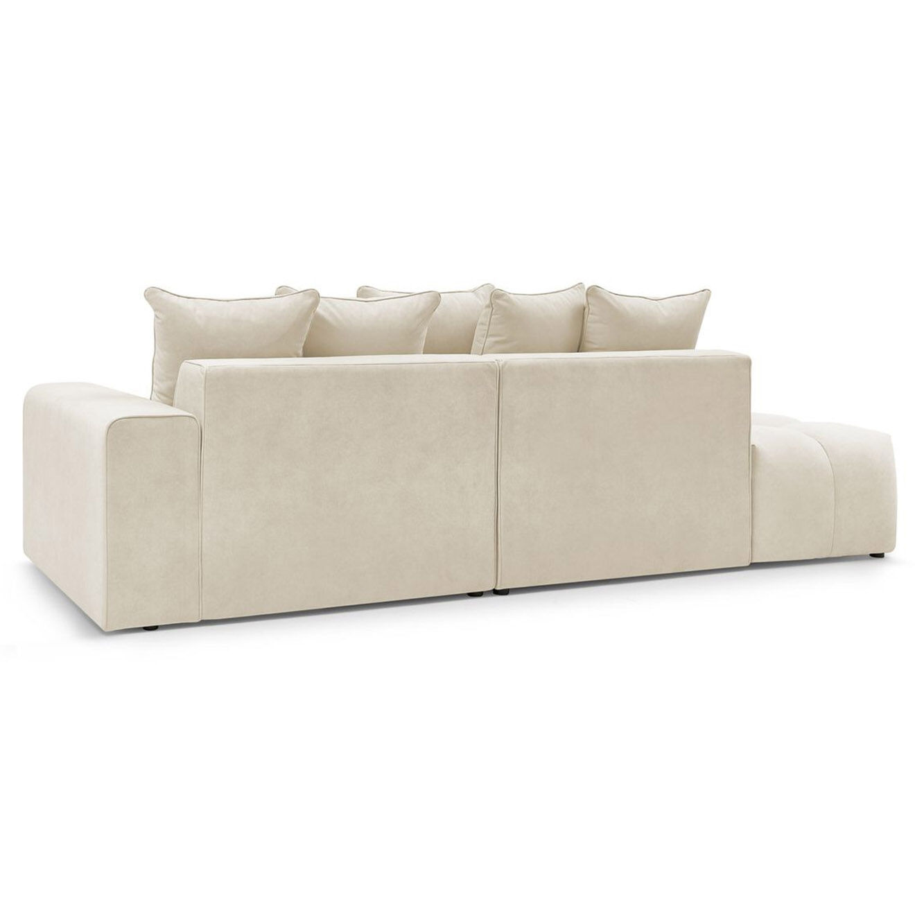 Bobochic Canapé d'angle fixe mont-blanc velours angle droit beige - 313x176x97 cm