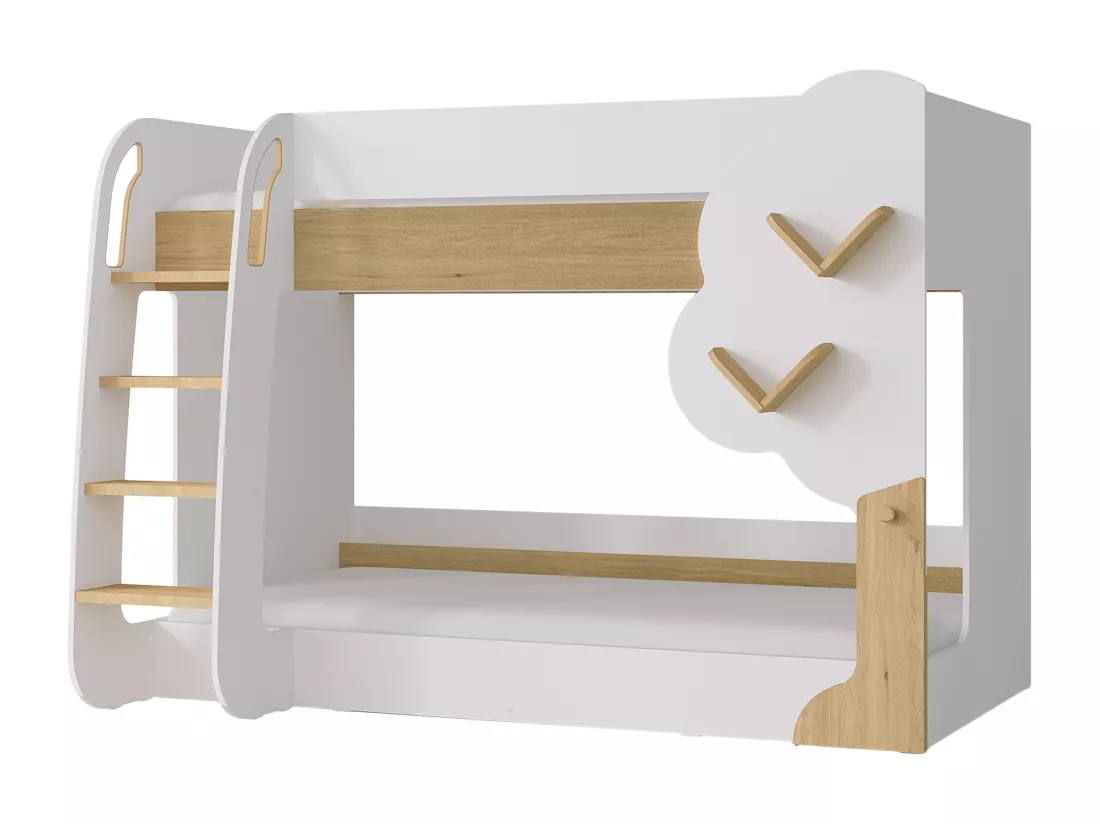 Lits superposés 2 x 90 x 190 cm - Blanc et Naturel - PILATI