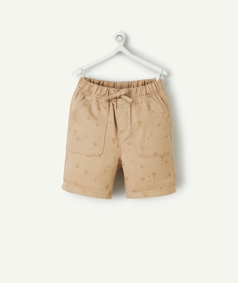 BERMUDA BÉBÉ GARÇON EN VISCOSE RESPONSABLE MARRON ET CACTUS