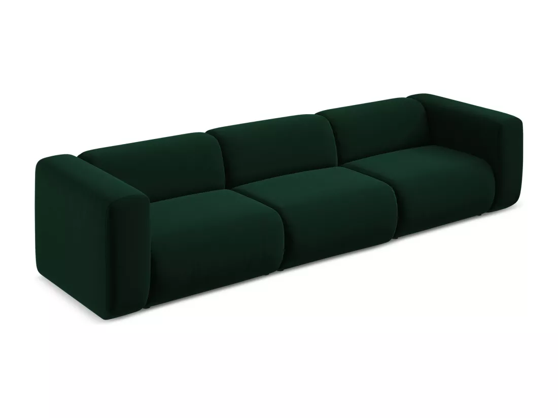 Canapé modulable 4 places en velours - bouteille verte - EKAHI