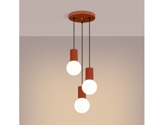 SOLLUX LIGHTING - Suspension Lampe suspendue halo 3p rouge ochra
