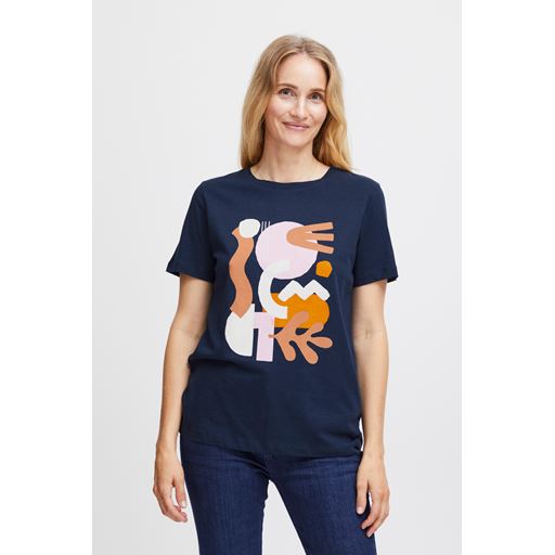 Fransa Kortærmet T-shirt, Navy Blazer Mix, XS
