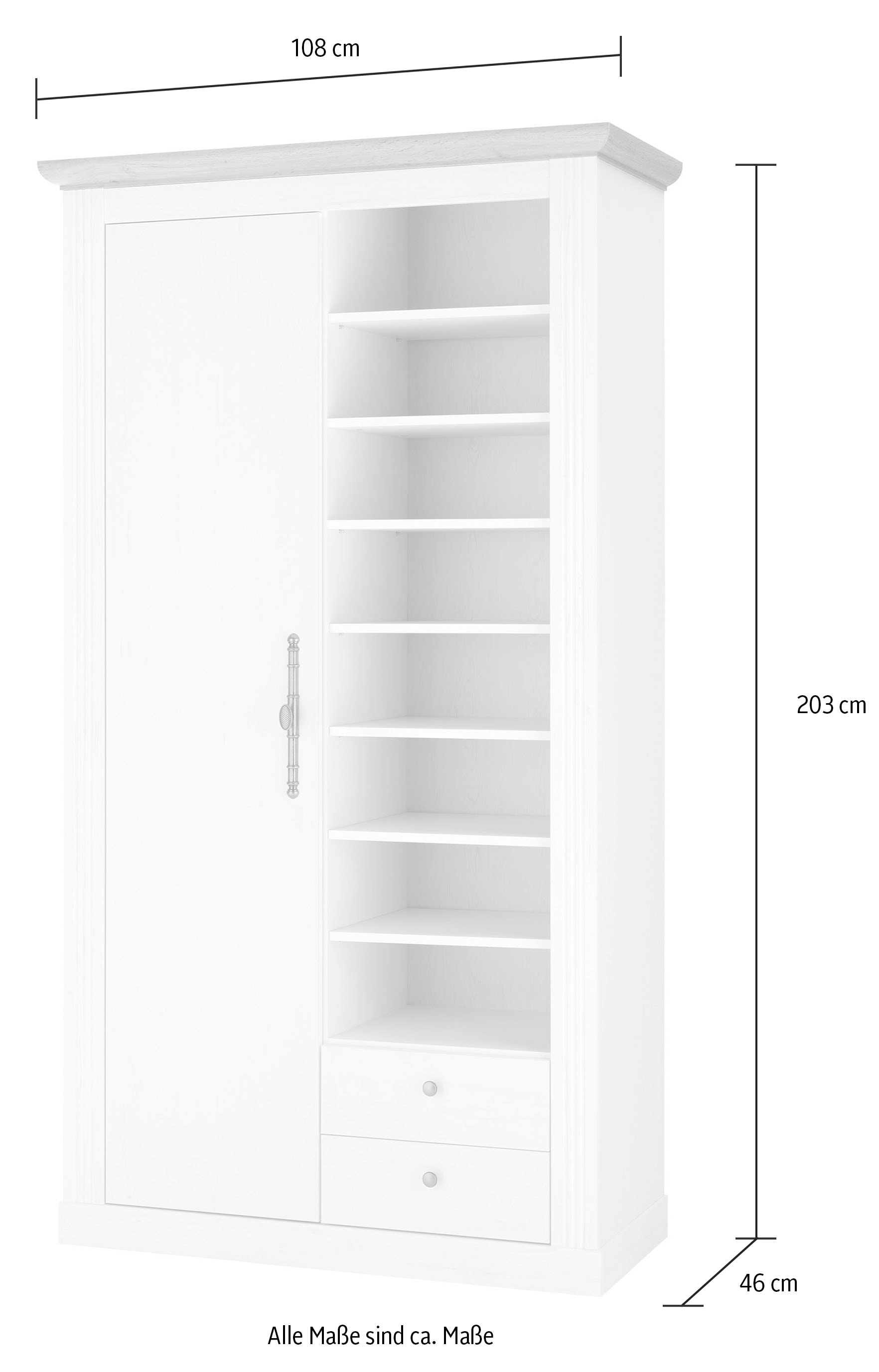 Home affaire Garderobenschrank »WESTMINSTER TOPSELLER!« Breite ca. 108 cm,  im romantischen Landhausstil