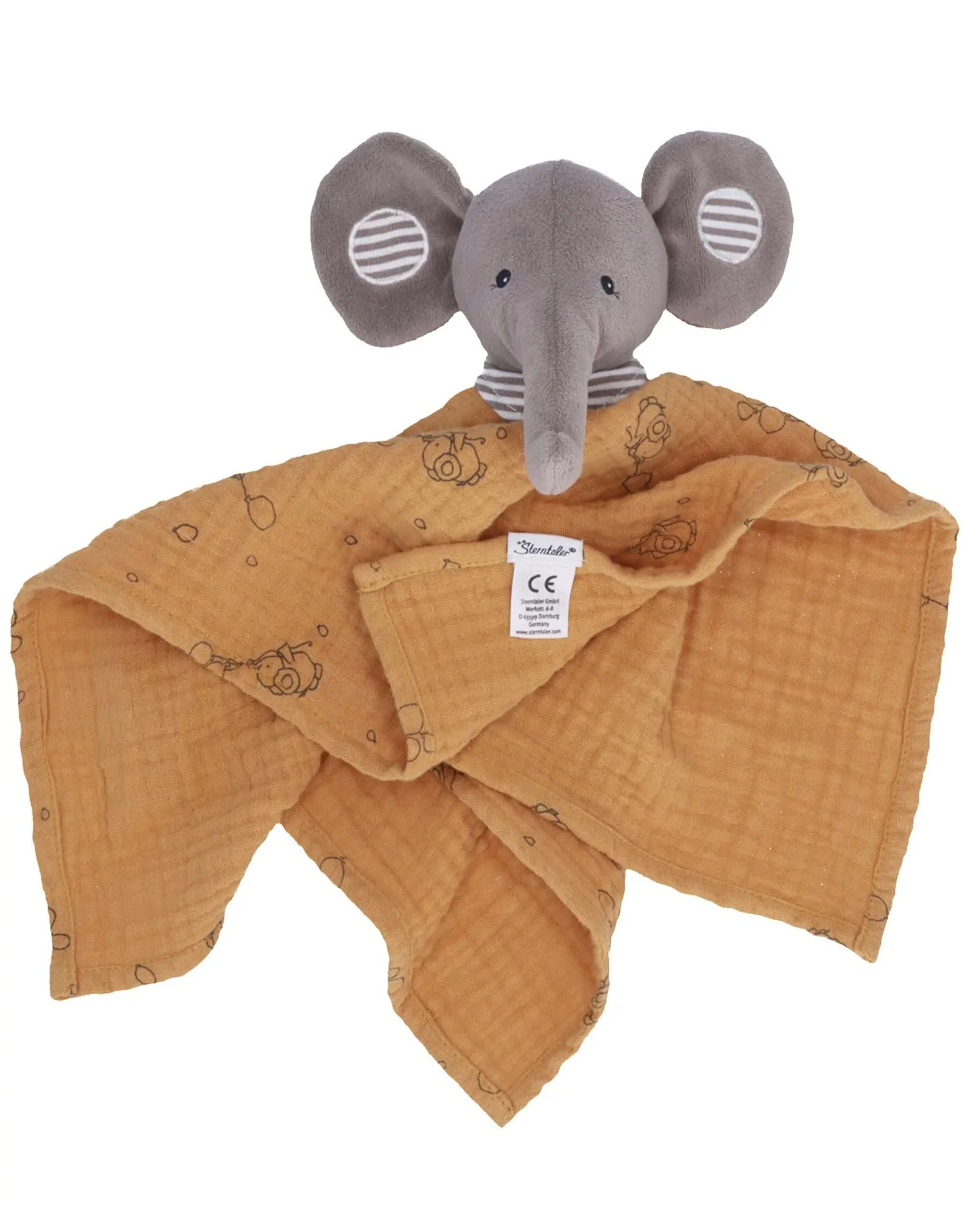Musselin-Schmusetuch EDDY ELEFANT in rost