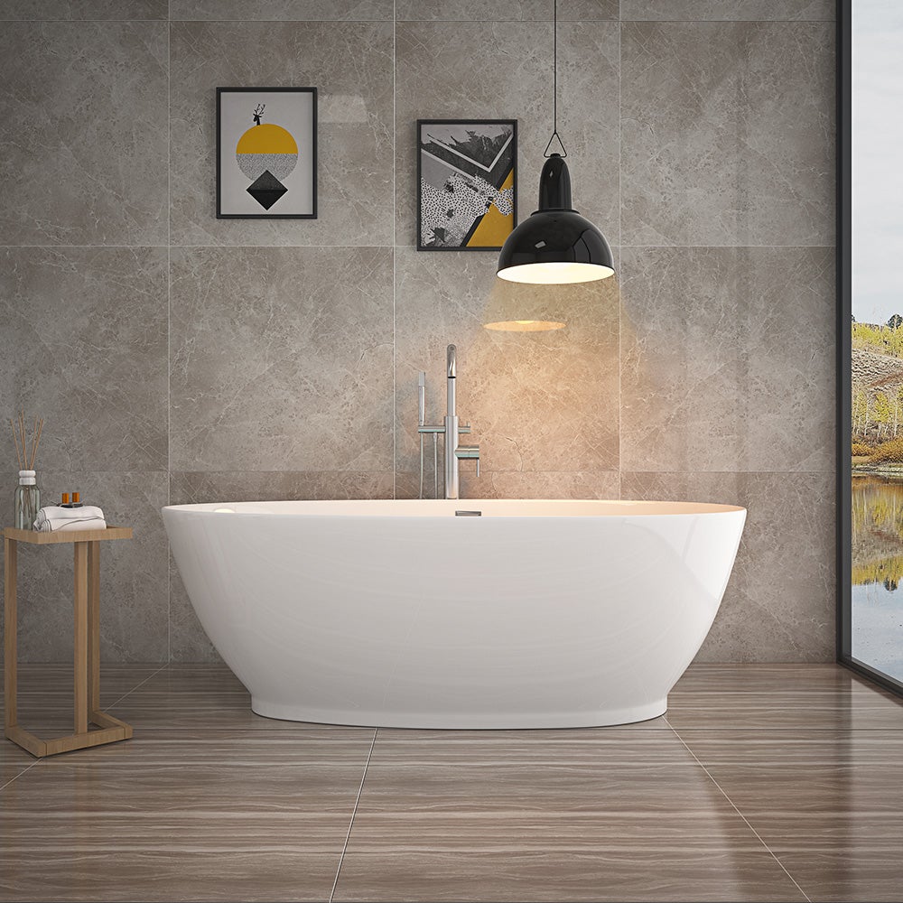 Home Deluxe - vrijstaand bad - DELIA, wit - afmetingen: ca. 180 x 90 x 58 cm - inhoud: 270 liter, incl. overloopbeveiliging, sifon en afvoerplug | Spa, voor 2 personen