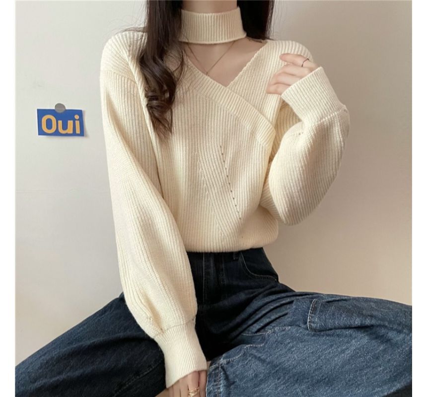 DiBi - Mock-neck trui met uitgesneden details