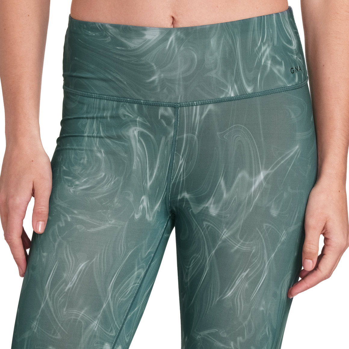 Gina Sports Damen Sport-Leggings mit Allover-Print dunkelgrün