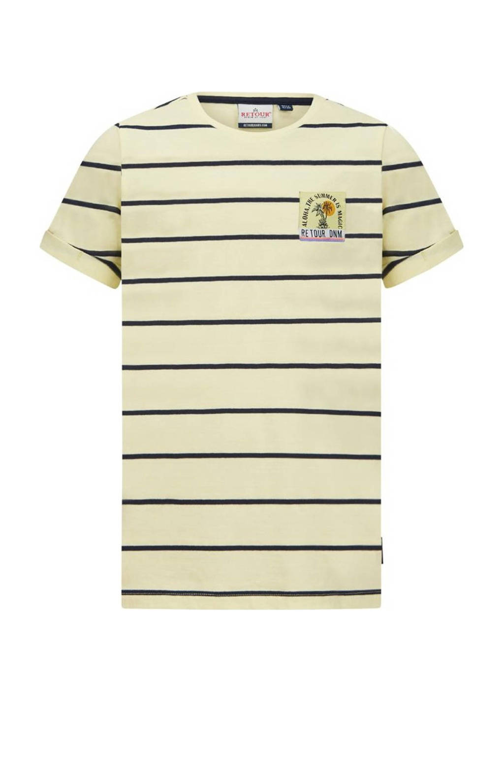 Retour Jeans gestreept T-shirt Max lichtgeel/donkerblauw