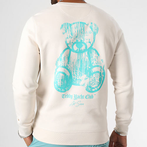 Sweat Crewneck Art Series Dripping Mono Beige Turquoise