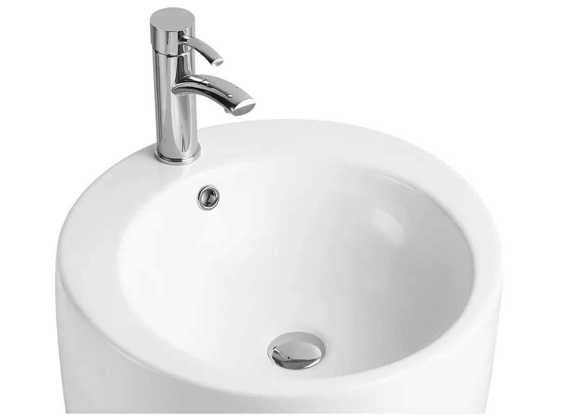 Vasque sur pied cylindrique blanche - D50 x H83 cm - MILOS II