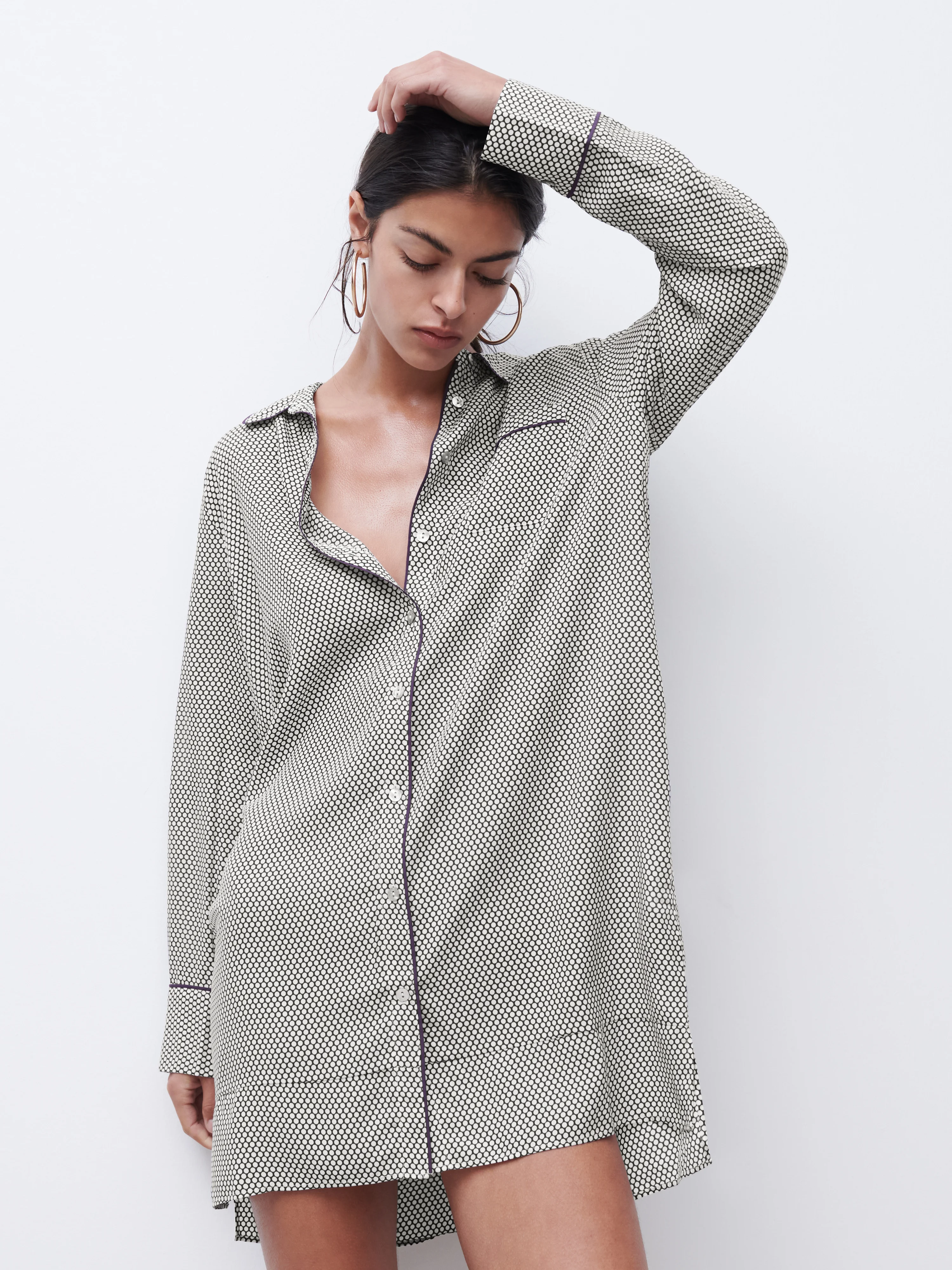 BILLIE - Chemise de nuit manches longues | Multicolore