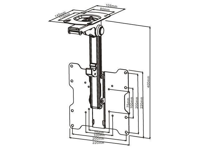 Multibrackets Deckenhalterung Flip Down 9826 Einklapp- und schwenkbare Deckenhalterung, 15 bis 37
