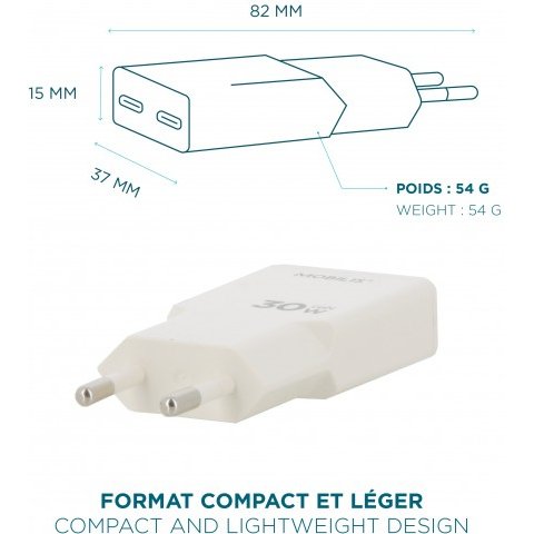 Mobilis 020026 chargeur d'appareils mobiles Universel Blanc Secteur Charge rapide Intérieure
