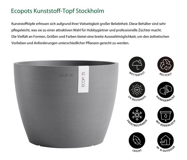Ecopots Kunststoff-Topf Stockholm, rund