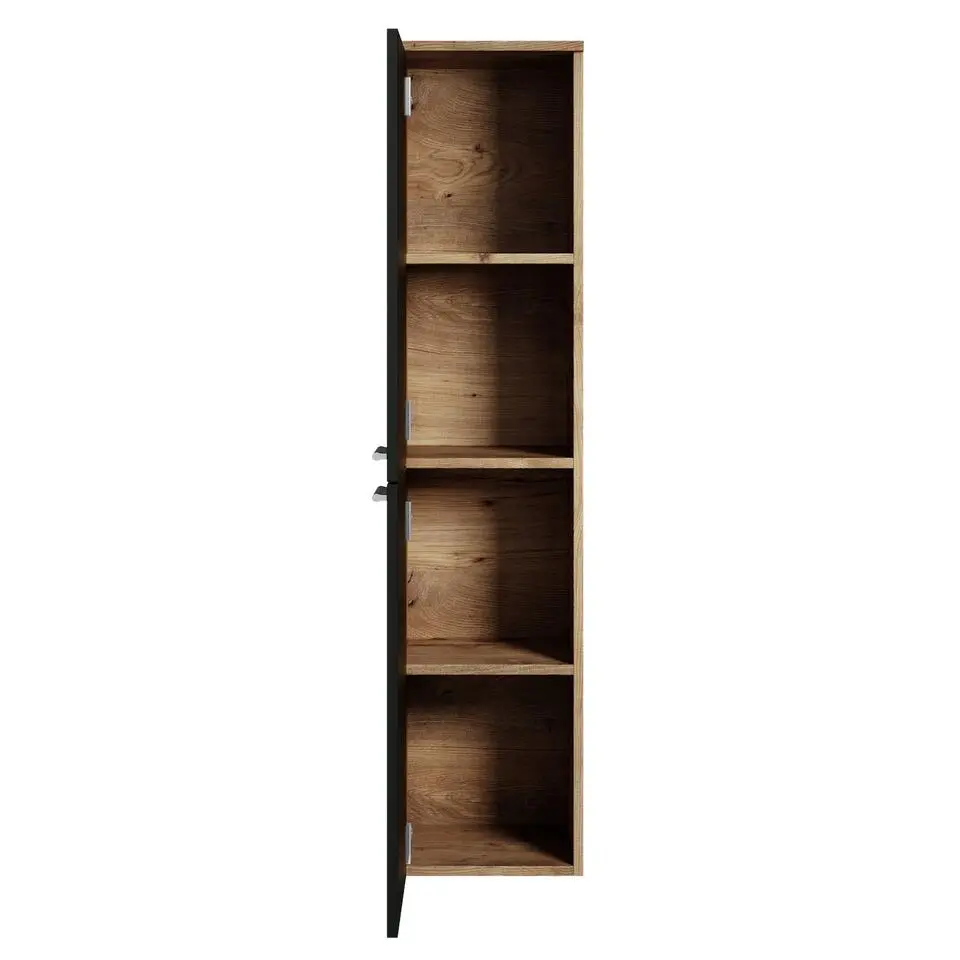 Badplaats Badkamerkast Saturnus 35 x 35 x 130 cm - Kastanje Eiken met Zwart -