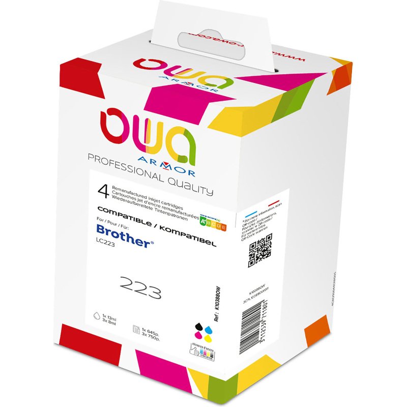 Pack cartouche Owa compatible Brother LC223 - 4 couleurs pour imprimante jet d'encre