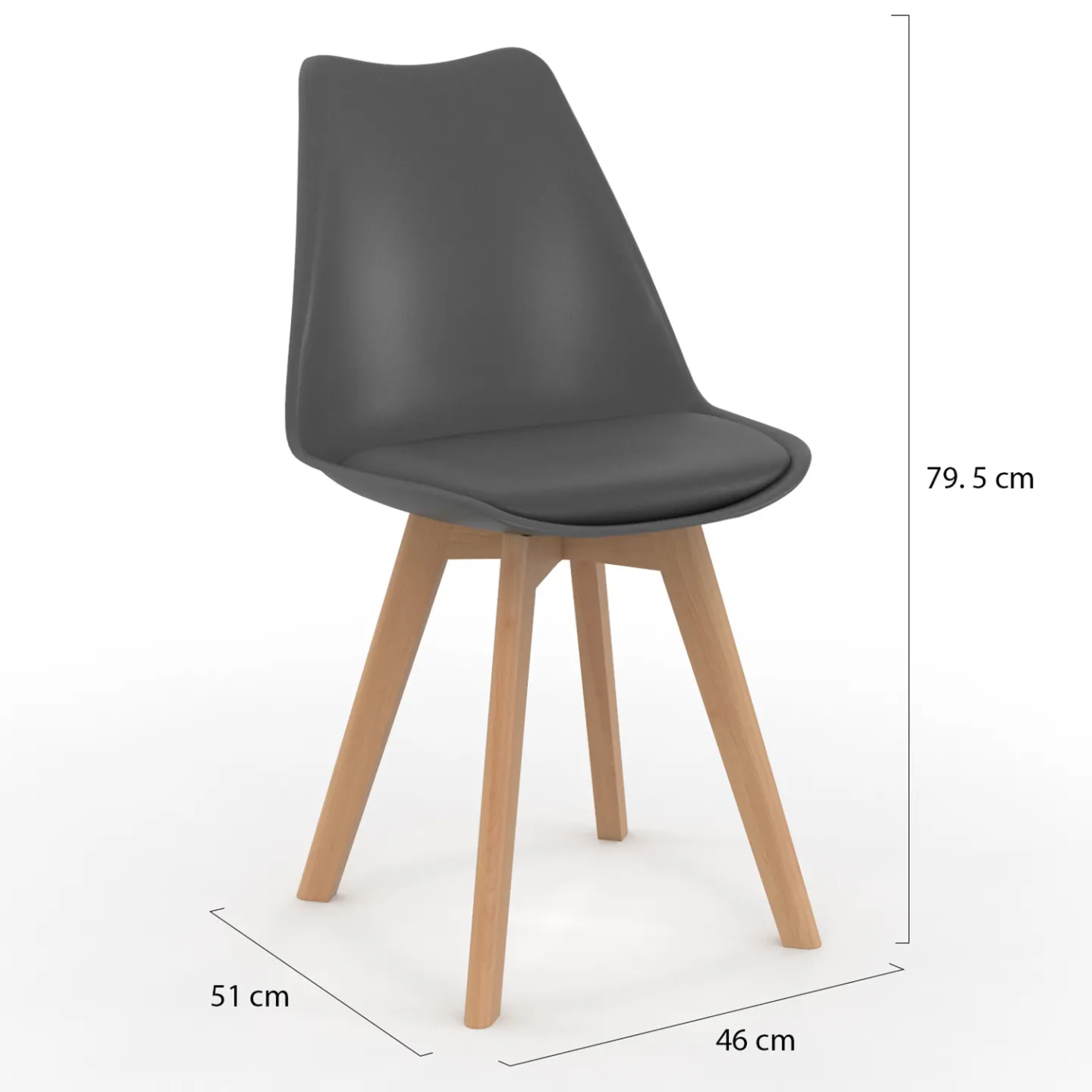 Lot de 6 chaises scandinaves SARA gris foncé, blanc, noir et velours patchworks noir, gris et blanc