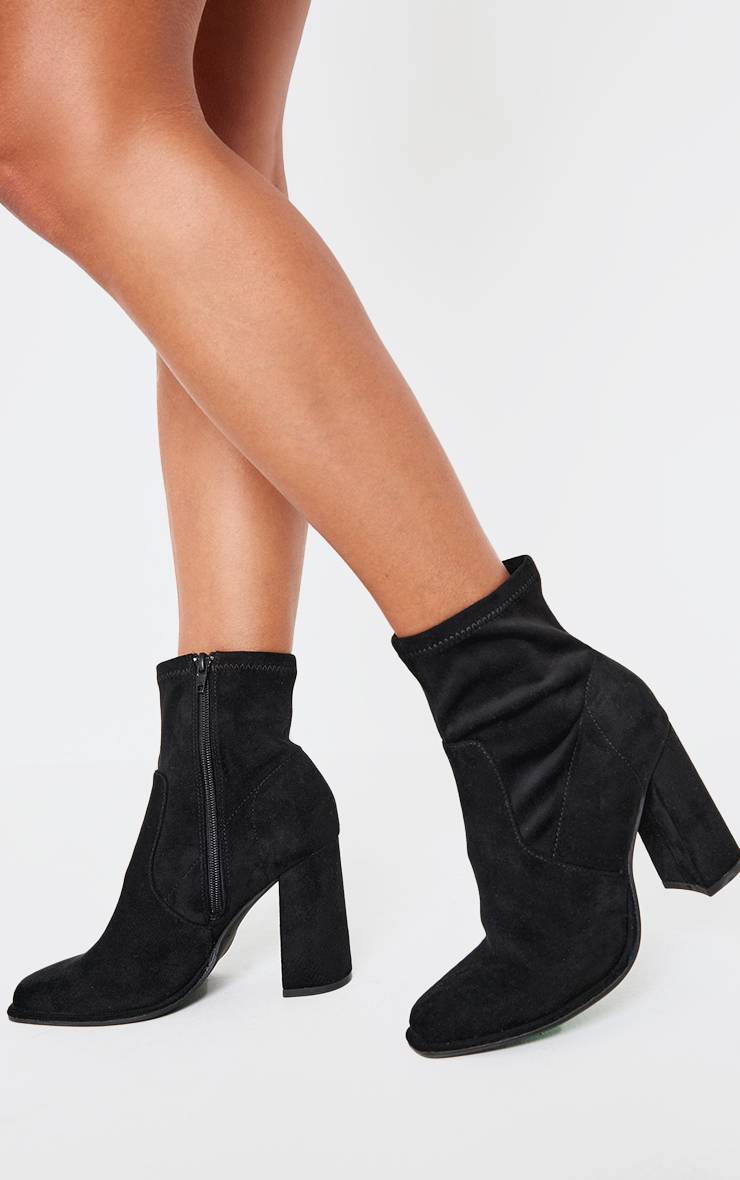 Noir Bottes À Talon Bloc Stiletto Haut, Bout Rond En Synthétique