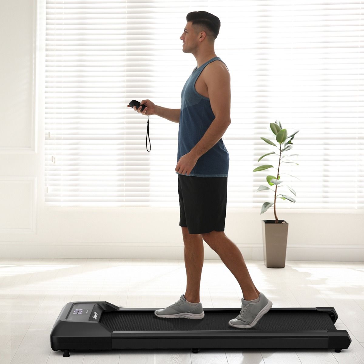 Tapis de Course Mince Tapis de Jogging avec Capacité de 120 Kg Télécommande et Écran Led Inclinable à Roulettes Tapis de Course à Glisser Gris/Noir/Rose - Lidl-Manfred