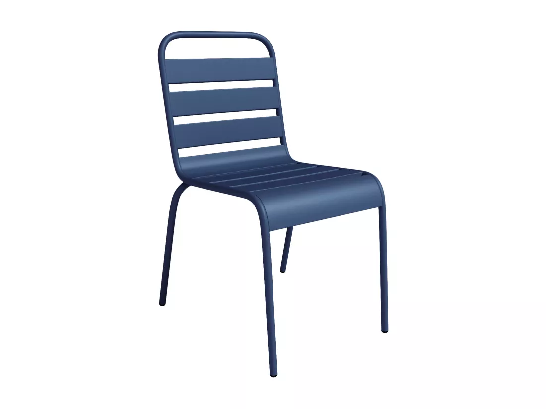 Lot de 2 chaises de jardin empilables en métal - Bleu nuit - MIRMANDE de MYLIA