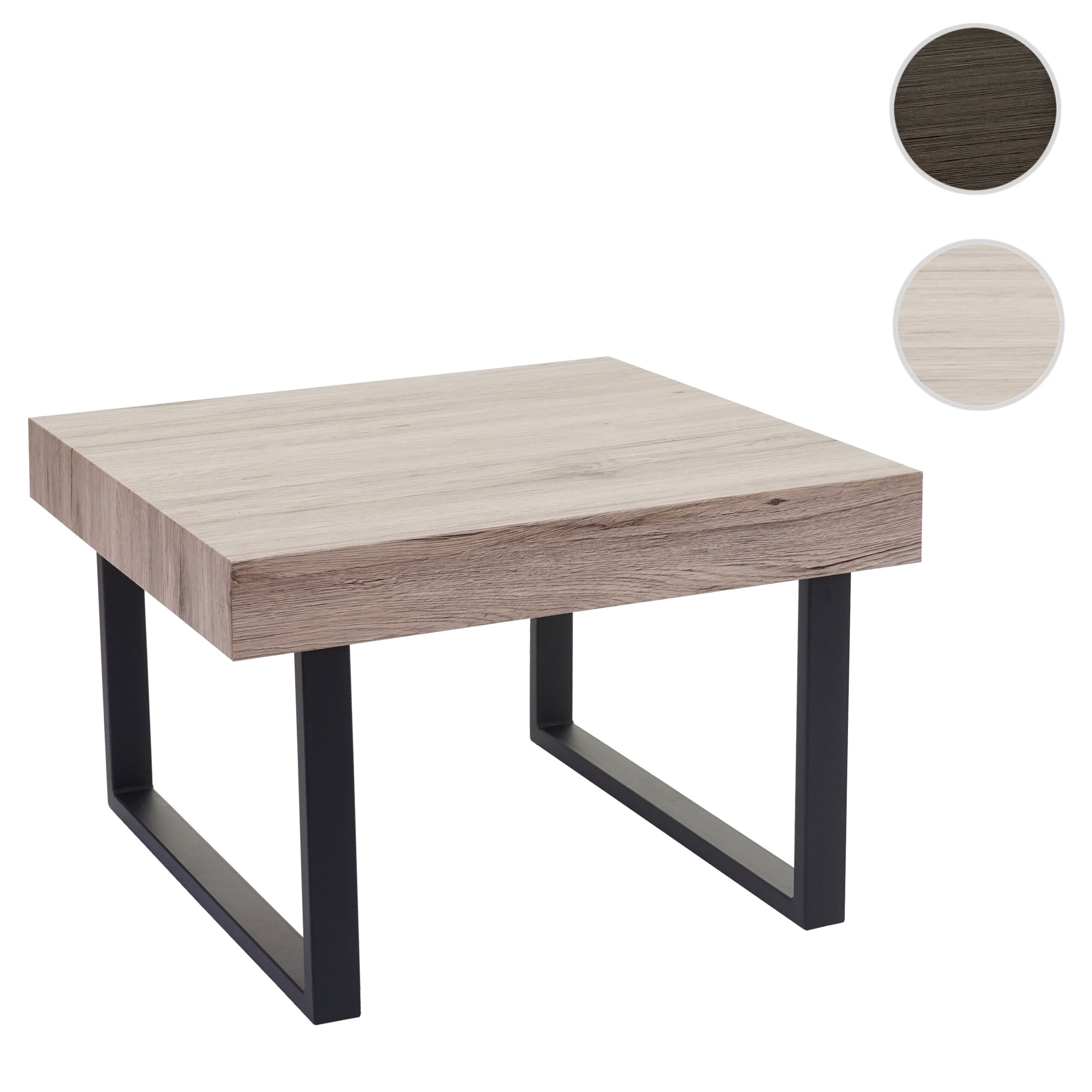 Couchtisch Genk-C88, Kaffeetisch Beistelltisch, 42x60x60cm ~ Eichenoptik, dunkle Metall-Füße