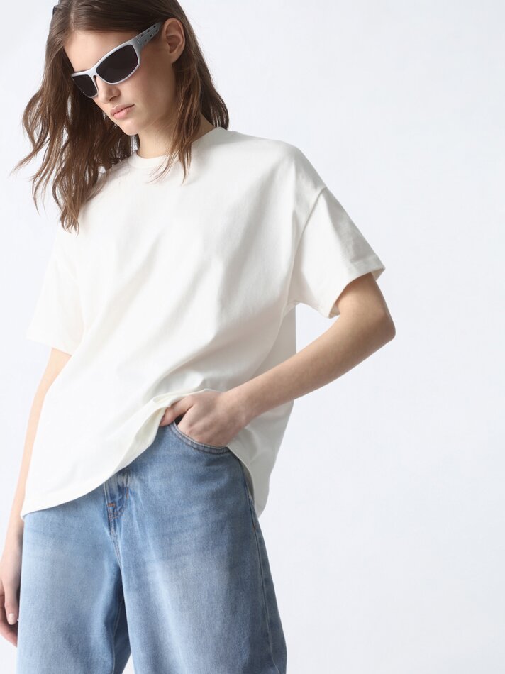 Camiseta oversized de manga curta - Branca