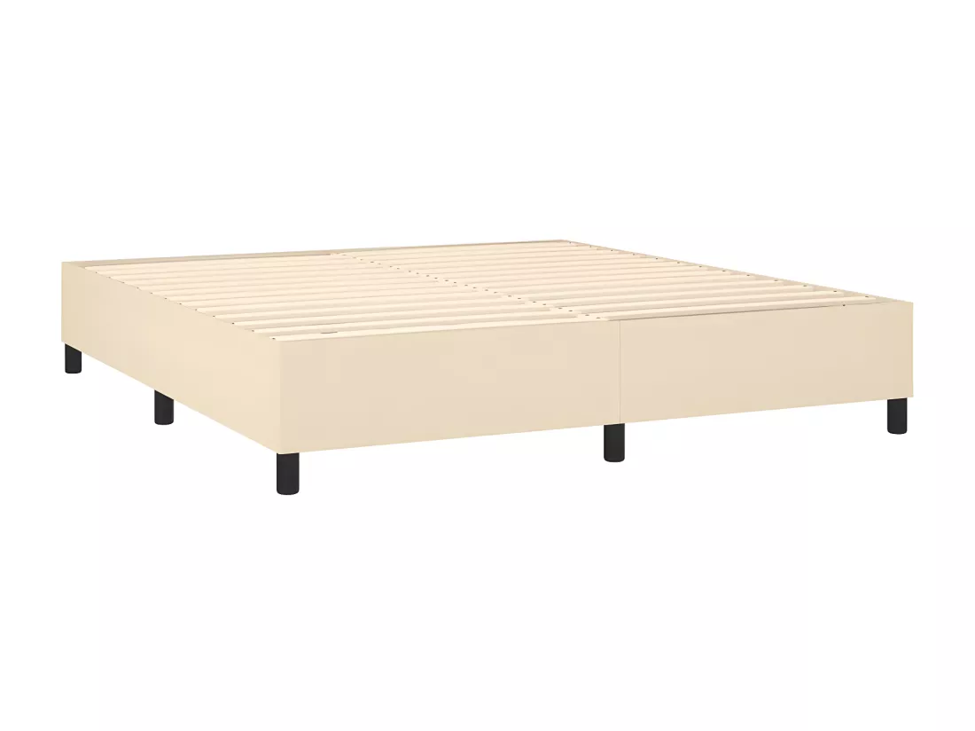 Sommier tapissier avec matelas et LED Crème 160x200 cm Tissu